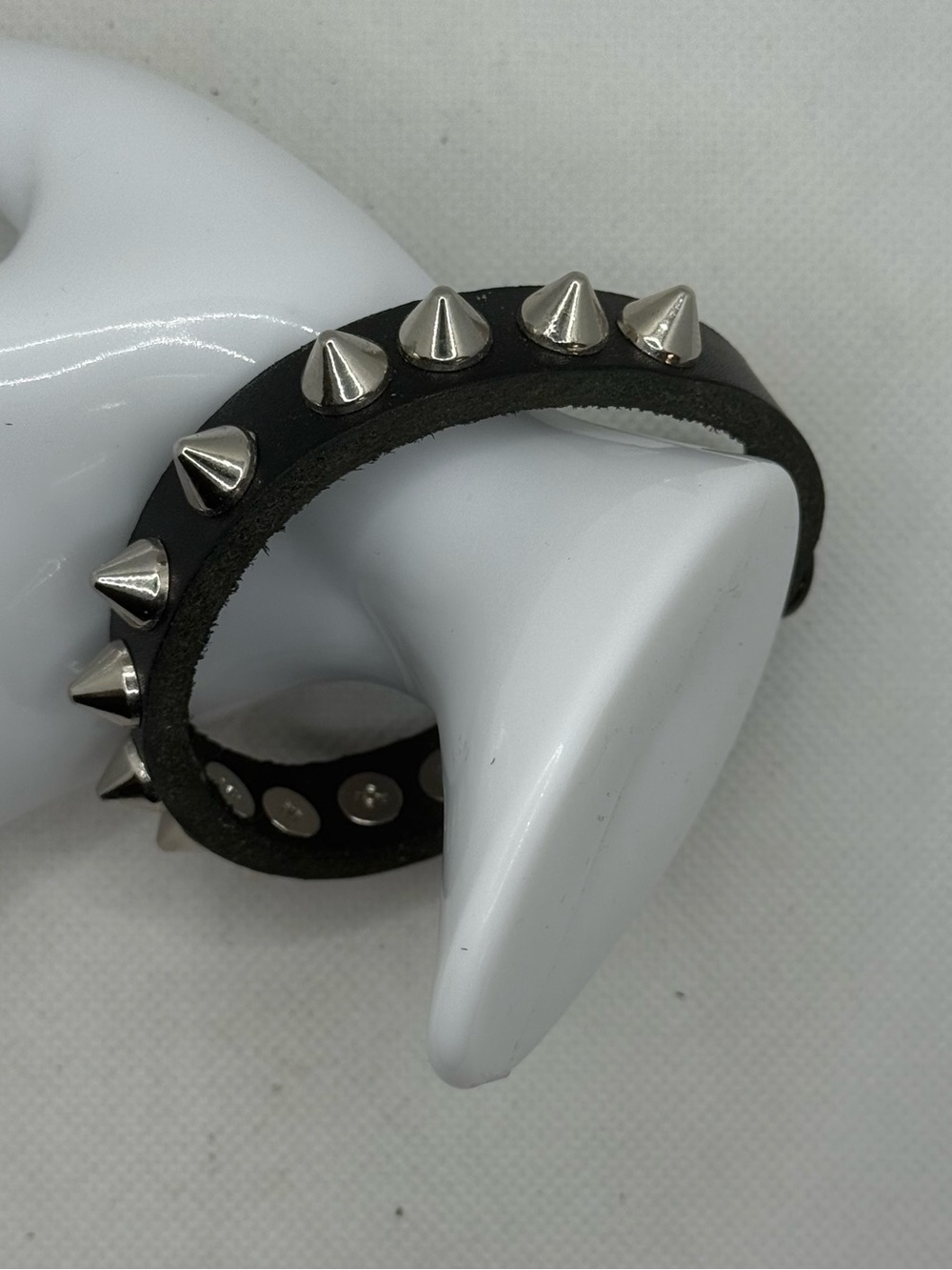 Handmade Black Leather Studded Spike Bracelet